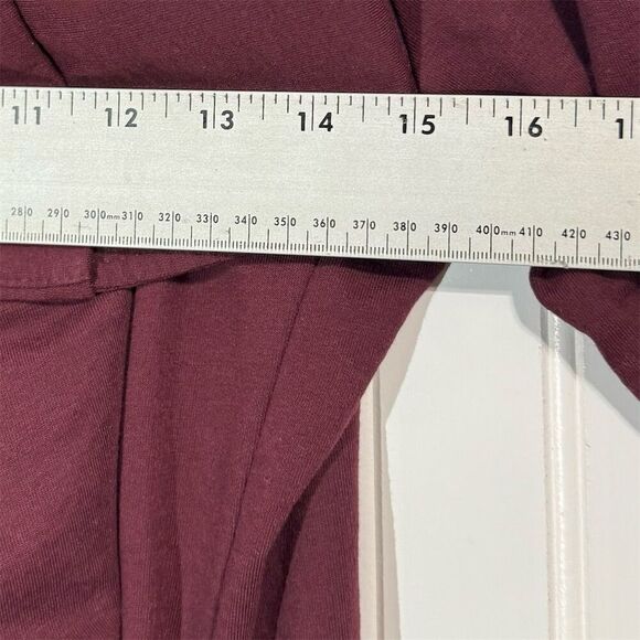 AllSaints Delia Sweat Cardigan Jacket Small Burgundy Waterfall Open Front Draped - Picture 6 of 9